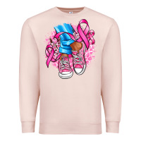 Pale Pink cancer ribbon pink converse and flowers Premium Sweatshirt - AdoDesignShop