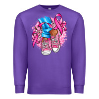 Purple cancer ribbon pink converse and flowers Premium Sweatshirt - AdoDesignShop
