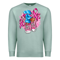 Seafoam cancer ribbon pink converse and flowers Premium Sweatshirt - AdoDesignShop