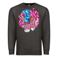 Smoke cancer ribbon pink converse and flowers Premium Sweatshirt - AdoDesignShop