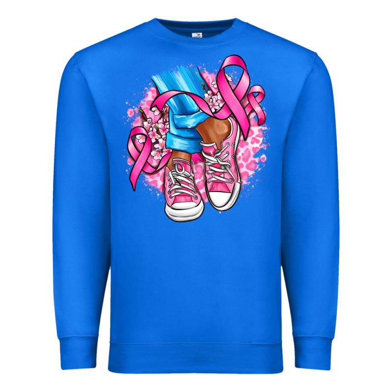 Cancer Ribbon Pink Converse And Flowers Premium Sweatshirt by AdoDesignShop | Teevron