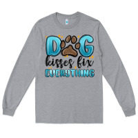 Heather Grey dog kisses fix everything Long Sleeve Tee - MaliasSmallBusiness