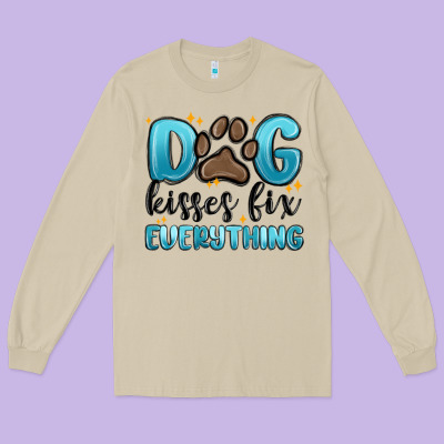 Long Sleeve Tee dog kisses fix everything