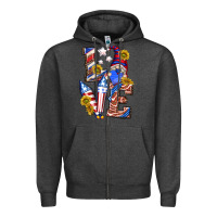 Charcoal Heather love 4th of july with gnome Zipper Hoodie - texasbilliewilder