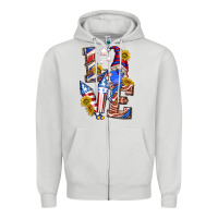Dove Grey love 4th of july with gnome Zipper Hoodie - texasbilliewilder
