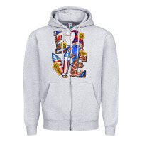 Heather Grey love 4th of july with gnome Zipper Hoodie - texasbilliewilder