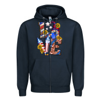Navy love 4th of july with gnome Zipper Hoodie - texasbilliewilder
