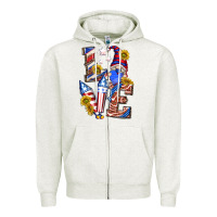 Oatmeal Heather love 4th of july with gnome Zipper Hoodie - texasbilliewilder