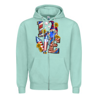 Seafoam love 4th of july with gnome Zipper Hoodie - texasbilliewilder