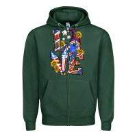 Sports Green love 4th of july with gnome Zipper Hoodie - texasbilliewilder