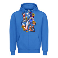 True Royal love 4th of july with gnome Zipper Hoodie - texasbilliewilder