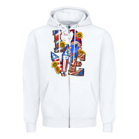 White love 4th of july with gnome Zipper Hoodie - texasbilliewilder