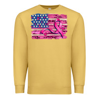 Antique Gold american flag and  cancer ribbon pattern Premium Sweatshirt - AdoDesignShop