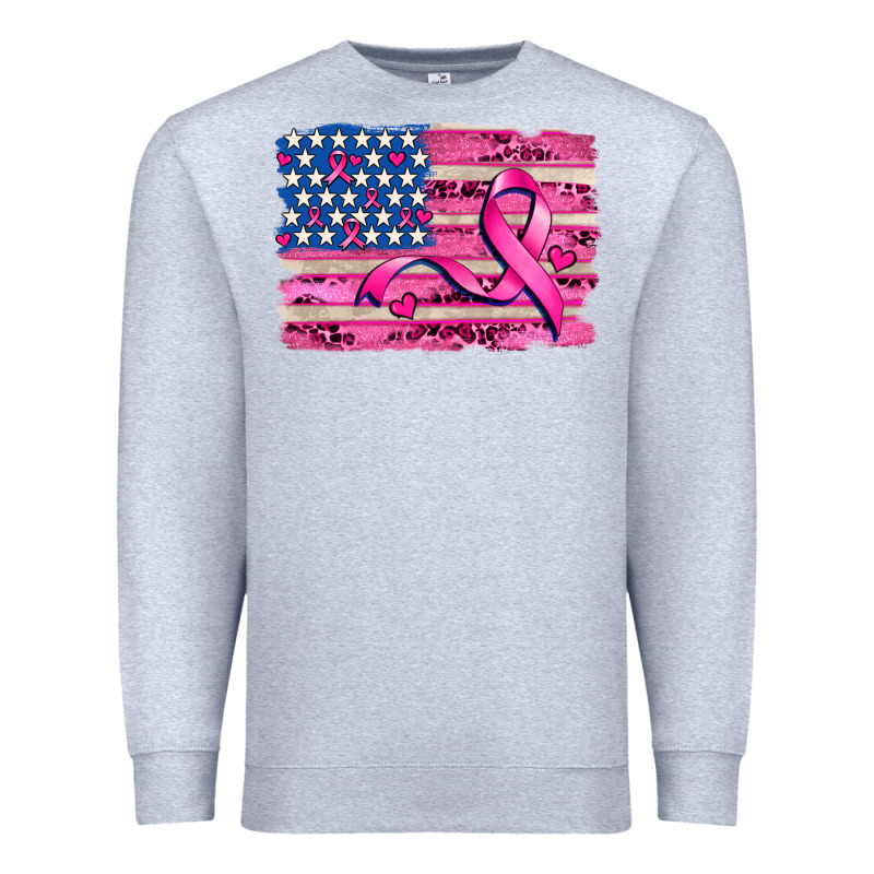 American Flag And  Cancer Ribbon Pattern Premium Sweatshirt by AdoDesignShop | Teevron