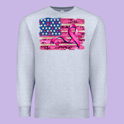 American Flag And  Cancer Ribbon Pattern Premium Sweatshirt Designed By Adodesignshop