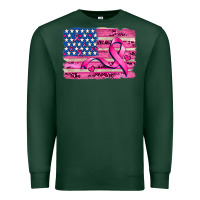 Sports Green american flag and  cancer ribbon pattern Premium Sweatshirt - AdoDesignShop
