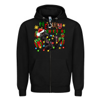 Black meowy christmas Zipper Hoodie - Zillion Design Studio