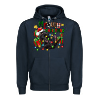 Navy meowy christmas Zipper Hoodie - Zillion Design Studio