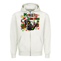 Oatmeal Heather meowy christmas Zipper Hoodie - Zillion Design Studio