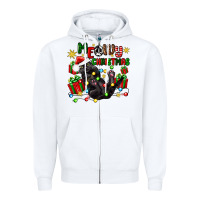 White meowy christmas Zipper Hoodie - Zillion Design Studio