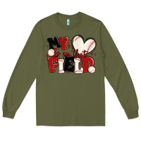 Army Green my heart is on that field baseball Long Sleeve Tee - MaliasSmallBusiness