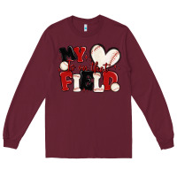 Burgundy my heart is on that field baseball Long Sleeve Tee - MaliasSmallBusiness