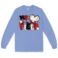 Colony Blue my heart is on that field baseball Long Sleeve Tee - MaliasSmallBusiness