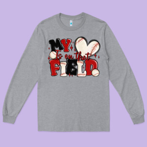 My Heart Is On That Field Baseball Long Sleeve Tee Designed By Maliassmallbusiness
