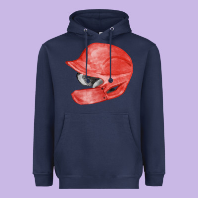 Red Baseball Batting Helmet Fa Element Heavyweight Hoodie Designed By Fadigitalartstudio
