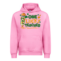 Fuchsia Pink one lucky teacher Urban Hoodie - MaliasSmallBusiness