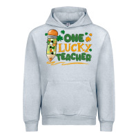 Heather Grey one lucky teacher Urban Hoodie - MaliasSmallBusiness