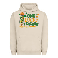 Pigment French Oak one lucky teacher Urban Hoodie - MaliasSmallBusiness