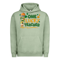 Pigment Oil Green one lucky teacher Urban Hoodie - MaliasSmallBusiness