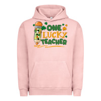 Pigment Salmon one lucky teacher Urban Hoodie - MaliasSmallBusiness