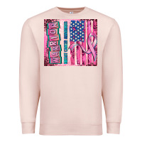 Pale Pink warrior breast cancer and american flag Premium Sweatshirt - AdoDesignShop