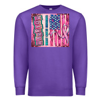 Purple warrior breast cancer and american flag Premium Sweatshirt - AdoDesignShop