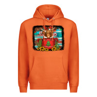 Carrot hot coco christmas highland cow with background Premium Hoodie - Jasminsmagicworld