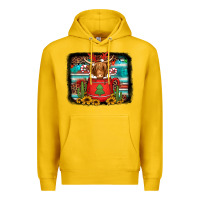 Lemon hot coco christmas highland cow with background Premium Hoodie - Jasminsmagicworld