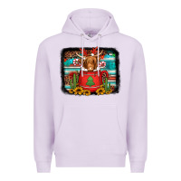Lilac hot coco christmas highland cow with background Premium Hoodie - Jasminsmagicworld