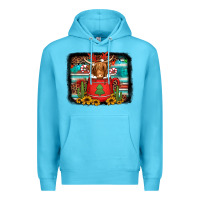 Ocean Blue hot coco christmas highland cow with background Premium Hoodie - Jasminsmagicworld