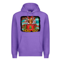 Purple hot coco christmas highland cow with background Premium Hoodie - Jasminsmagicworld