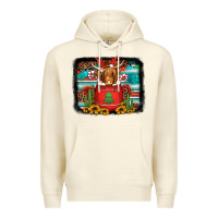 Sandshell hot coco christmas highland cow with background Premium Hoodie - Jasminsmagicworld