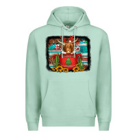 Seafoam hot coco christmas highland cow with background Premium Hoodie - Jasminsmagicworld