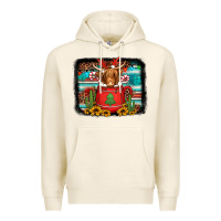 Tofu hot coco christmas highland cow with background Premium Hoodie - Jasminsmagicworld