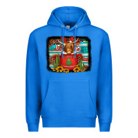 True Royal hot coco christmas highland cow with background Premium Hoodie - Jasminsmagicworld