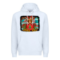 White hot coco christmas highland cow with background Premium Hoodie - Jasminsmagicworld