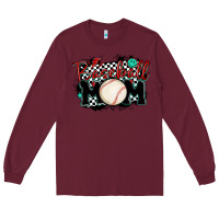 Burgundy baseball mom Long Sleeve Tee - MaliasSmallBusiness
