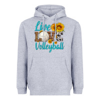 Heather Grey live love volleyball Heavyweight Hoodie - HRA Design Shop
