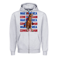 Heather Grey make america cowboy again Zipper Hoodie - texasbilliewilder