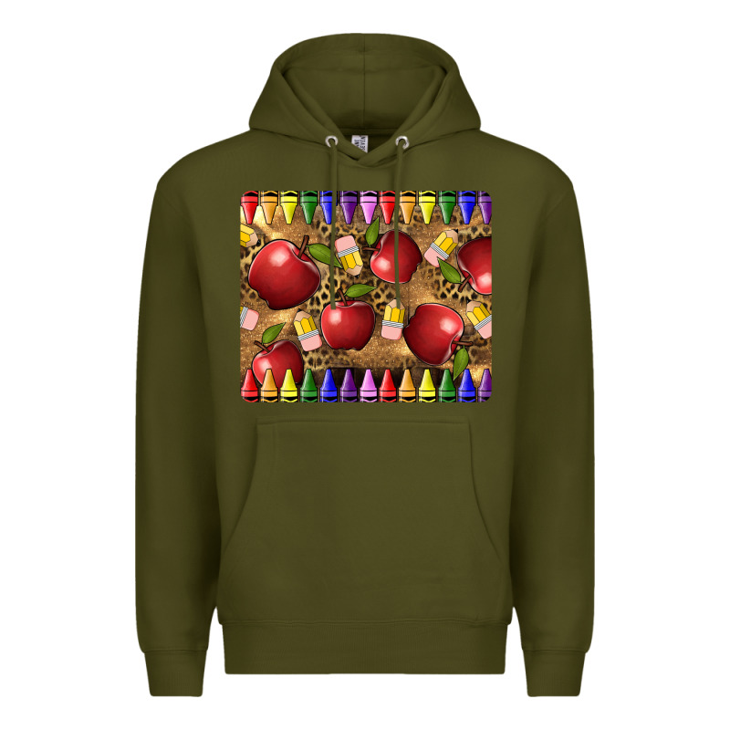 Teacher Crayons And Apples Premium Hoodie by LillyAllenDesigns | Teevron